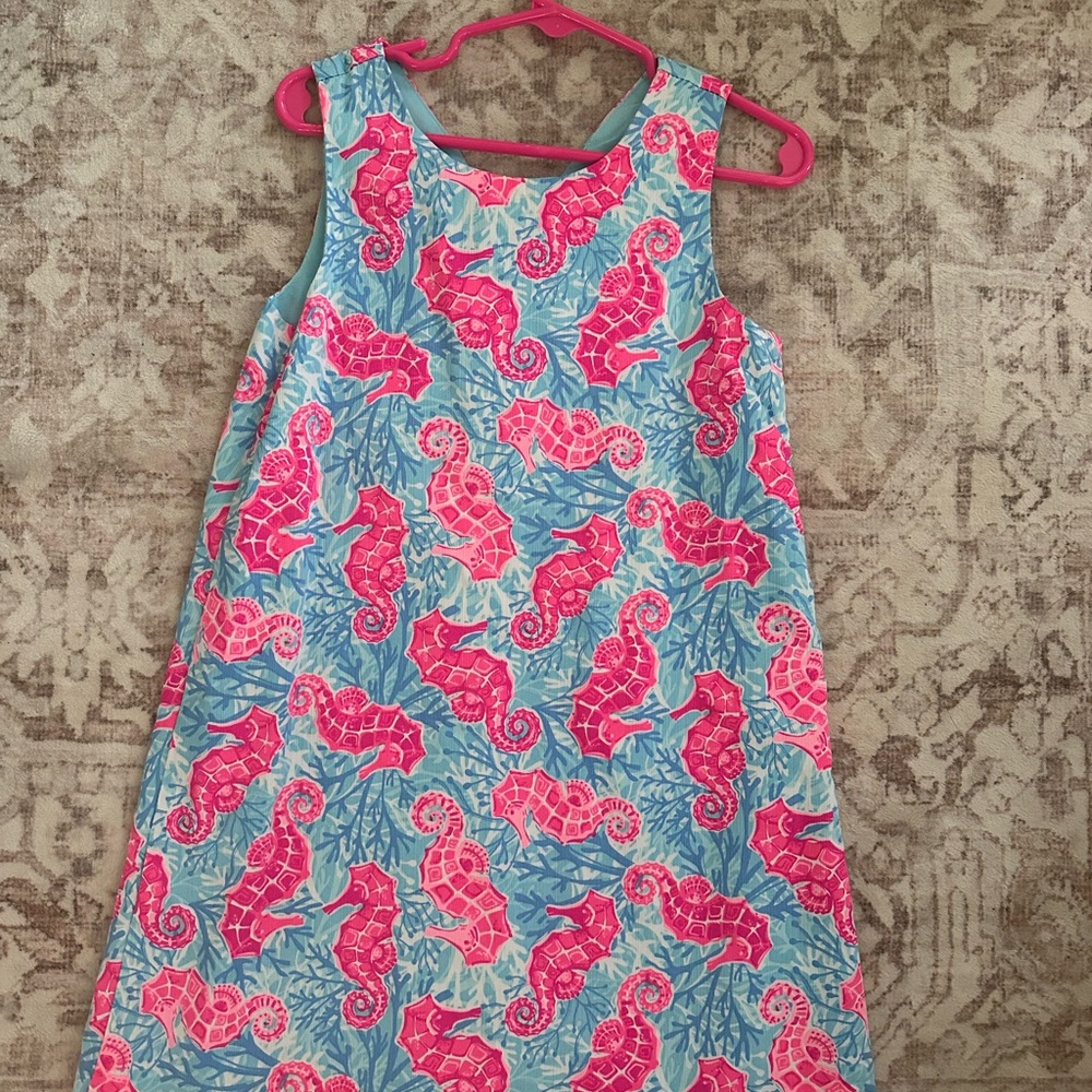 Tommy Bahama Girls Dress - Pink and Blue Seahorse Print